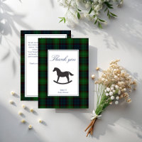 Green plaid rocking horse classic baby shower