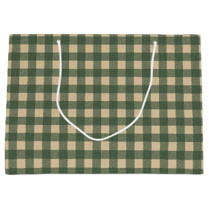Green Plaid Rustic Country Large Gift Bag