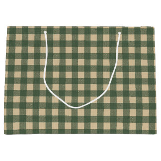 Green Plaid Rustic Country Large Gift Bag