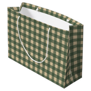 Green Plaid Rustic Country Large Gift Bag