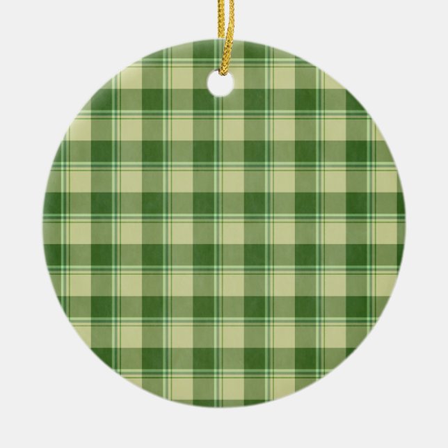 Green Plaid Saint Patrick's day Ceramic Tree Decoration (Front)