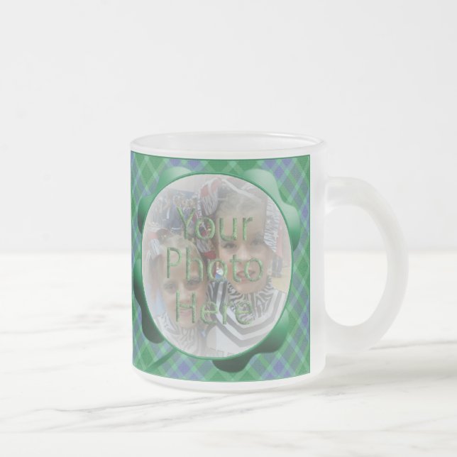 Green Plaid Shamrock Customisable Photo Mug (Right)