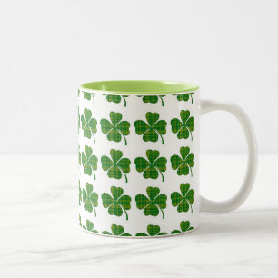 Green plaid shamrock St Patrick's day coffee mug