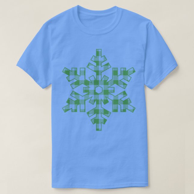 Green Plaid Snowflake  T-Shirt (Design Front)