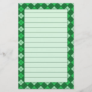 Green Plaid Stationery Lined