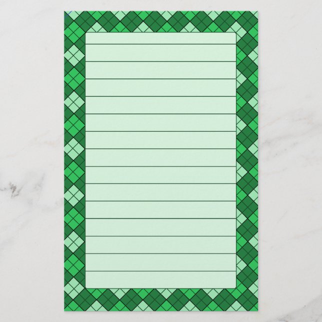 Green Plaid Stationery Lined (Front)