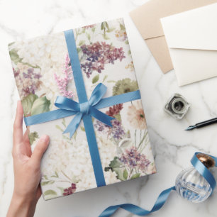 Green Plaid Stripes Burgundy Cream Flowers Birthda Wrapping Paper