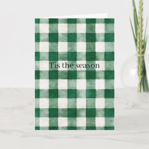 Green Plaid Stripes Christmas Card