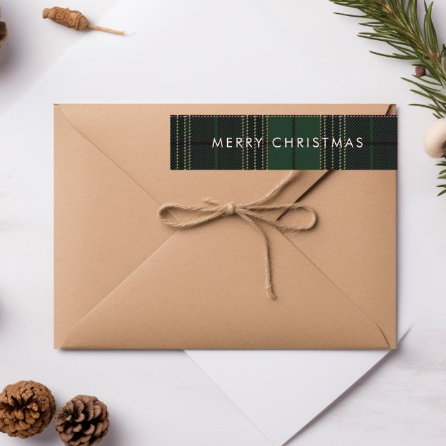 Green Plaid Tartan Buffalo Modern Minimalist Wrap Around Label (Green Plaid Tartan Buffalo Modern Minimalist Wrap Around Label)