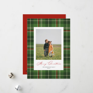Green Plaid Tartan Classic Christmas Photo Card