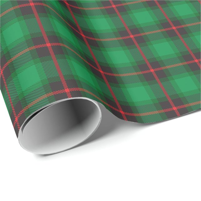 Green Plaid Tartan Holidays Stylish Traditional Wrapping Paper (Roll Corner)