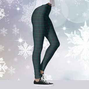 Green Plaid Tartan Yoga Christmas Holiday Running Leggings