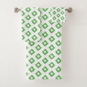 Green Plaid Tooth Pattern Bath Towel Set