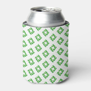 Green Plaid Tooth Pattern Can Cooler