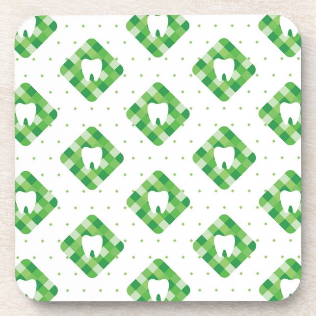 Green Plaid Tooth Pattern Coaster (Front)