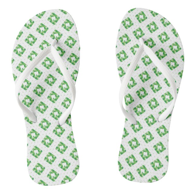 Green Plaid Tooth Pattern Jandals (Footbed)