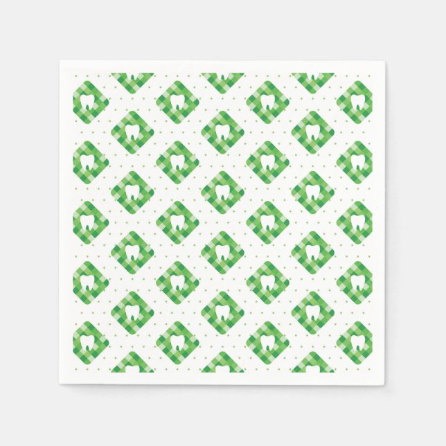 Green Plaid Tooth Pattern Napkin (Front)