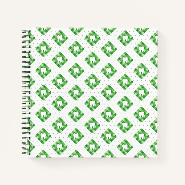 Green Plaid Tooth Pattern Notebook (Front)