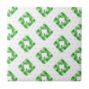 Green Plaid Tooth Pattern Tile