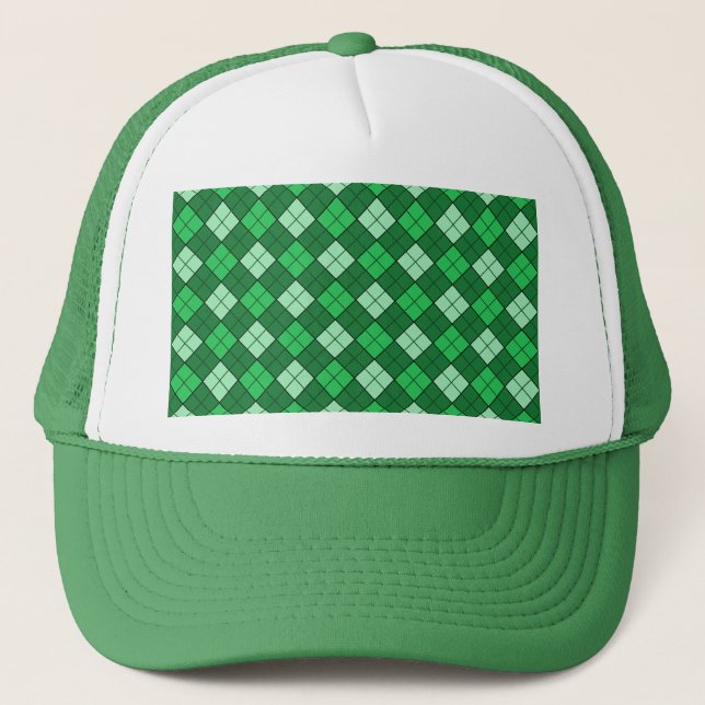 Green Plaid Trucker Hat (Front)