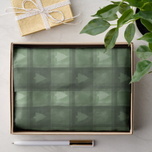 Green Plaid With Fir Tree Shapes Christmas Pattern Tissue Paper