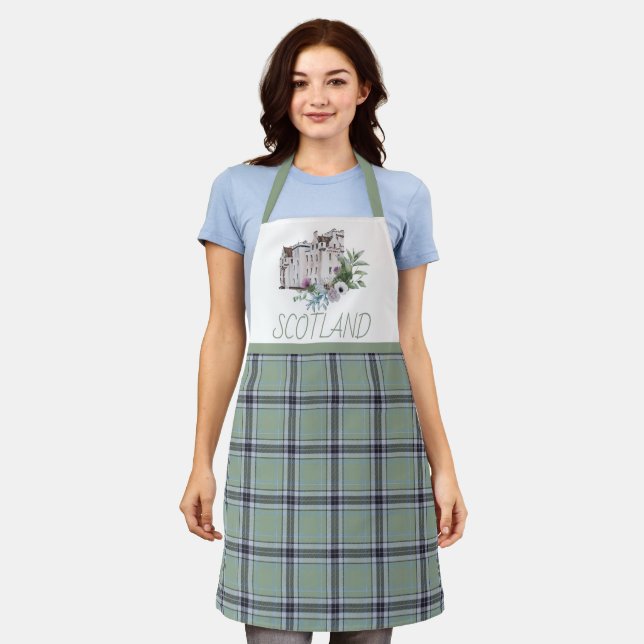 Green Plaid with Scotland Castle Apron (Worn)