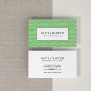 Green   Plain Elegant Linen Look Professional  Business Card
