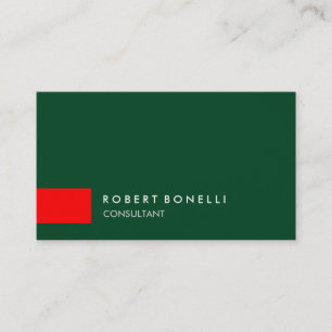Green Plain Red Stripe Consultant Business Card