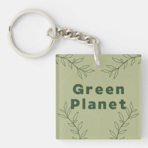 Green planet key ring