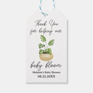 Green Plant Baby Shower Thank You "Help me Bloom" Gift Tags