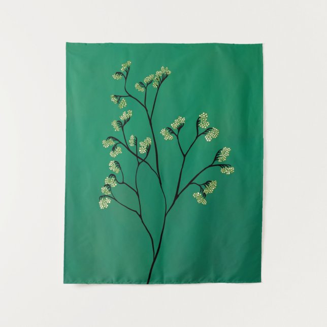 Green Plant Minimalist Botanical Art Tapestry (Front)