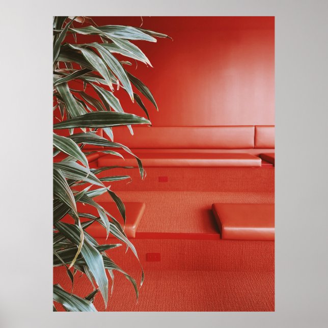 Green plant on red couch poster (Front)