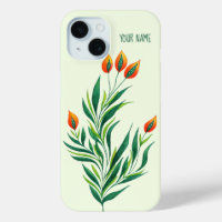 Green Plant Orange Buds Abstract Botanical Name