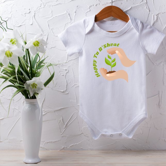 Green Planting Tu B'shvat Sameach Happy Tu B'shvat Baby Bodysuit (Creator Uploaded)