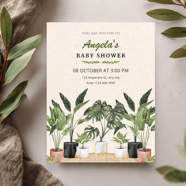Green plants baby shower invitation (Creator Uploaded)