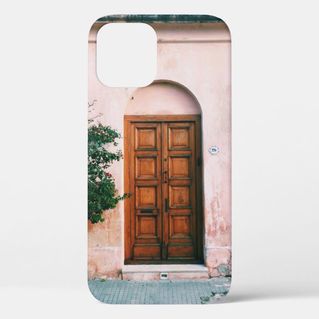 GREEN PLANTS BESIDE BROWN WOODEN DOOR Case-Mate iPhone CASE (Back)