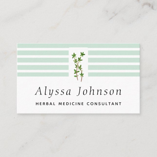Green Plants Herbal Medicine Consultant Herbalist Business Card (Front)