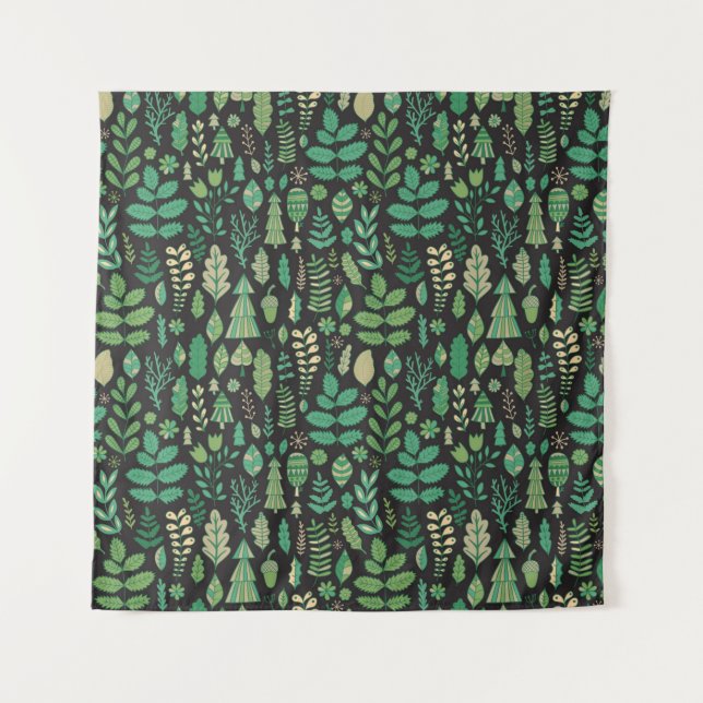 Green plants seamless pattern tapestry (Front)