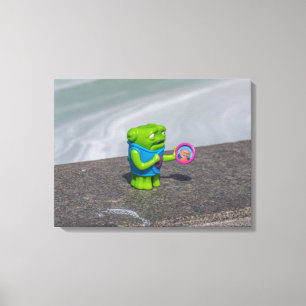 Green plastic toy view canvas print