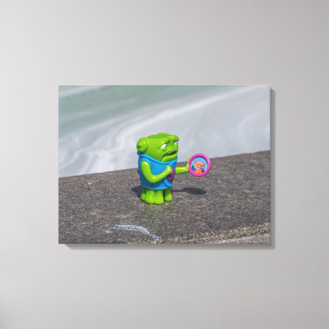 Green plastic toy view canvas print (Front)