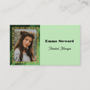 Green Pleat & Gold Chain with Personalised Photo Business Card