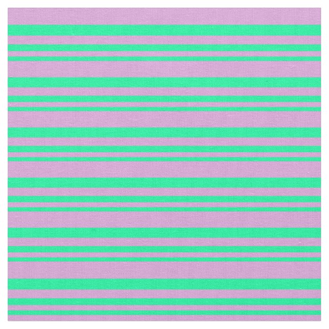 Green & Plum Coloured Striped/Lined Pattern Fabric (Close Up)