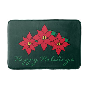 Green Poinsettia Bathroom Rug Decoration