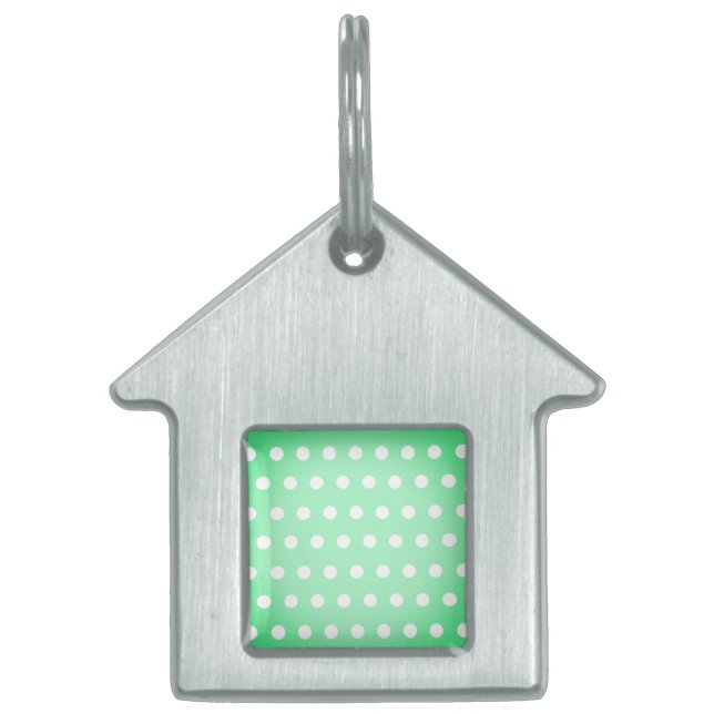 Green Poka Dots Pet ID Tag (Front)