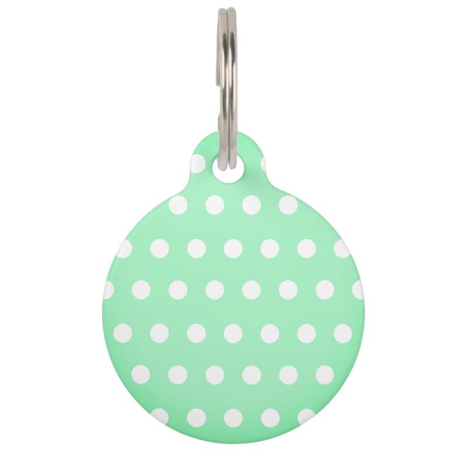 Green Poka Dots Pet Tag (Front)