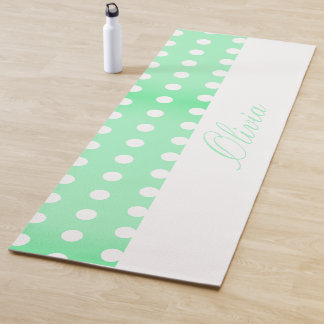 Green Poka Dots Yoga Mat