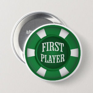 Green Poker Chip First Player Board Game 7.5 Cm Round Badge