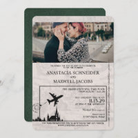Green Poland Passport Wedding Invitation