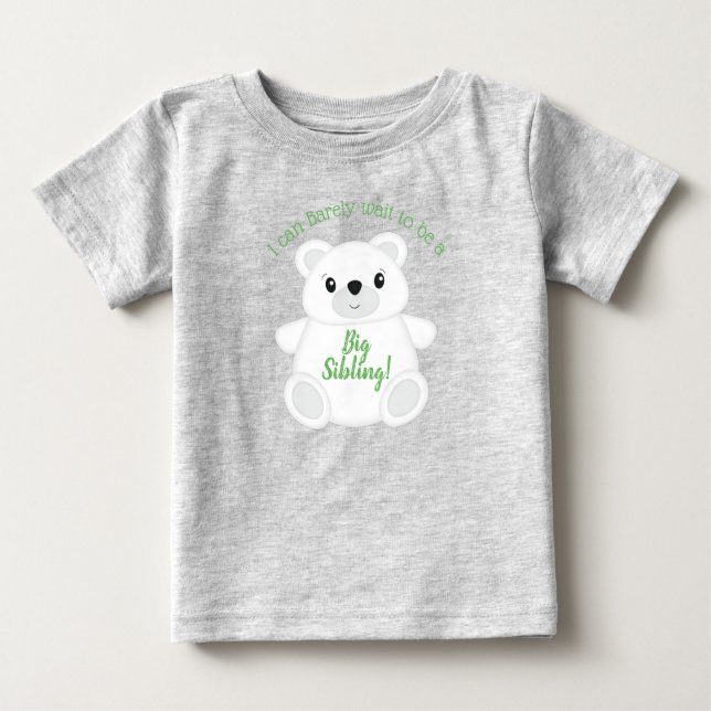Green Polar Bear Big Sister Brother Baby T-Shirt (Front)
