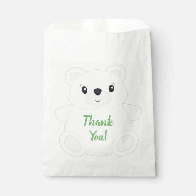Green Polar Bear Birthday Party Favour Bags (Front)